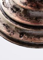 Ezüst (Ag) talpazatban bordó kristály váza, jelzett, hibátlan, m: 20,5 cm