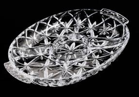 Ólomkristály ötosztatú csemegekínáló, jelzés nélkül, hibátlan, 36x24 cm