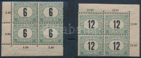 1905 Zöldportó 6f, 12f, 50f és 100f négyestömbökben. Rendkívül ritkák az összefüggések! RRR! (1 x 6f...