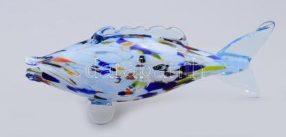 Anyagában színezett üveghal, hibátlan, h: 24 cm