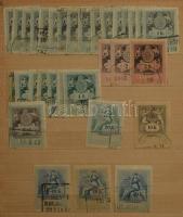 Szép több példányos régi okmánybélyeg tétel, több száz bélyeg sok magas értékkel 8 lapos A4-es berak...