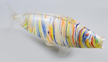 Murano hatalmas üveghal, részben anyagában színezett, hibátlan, h: 49 cm