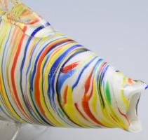 Murano hatalmas üveghal, részben anyagában színezett, hibátlan, h: 49 cm