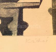 Kádár György (1912-2002): Csendélet. Rézkarc, papír, jelzett. 24x30 cm Üvegezett keretben