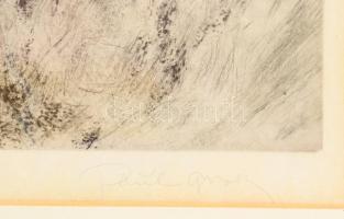 Paul Groß (?) jelzéssel: Tengerpart (Brandung). Rézkarc, papír. Üvegezett fakeretben. 29x23 cm