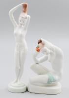 2 db Aquincum női akt, kézzel festett, jelzett, hibátlan, m: 27 cm, 15 cm