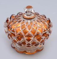 Baccarat pácolt fedeles edény, jelzett, pattogzással, d: 12 cm