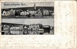 Supetar (Brac), Pozdrav. Photograph Hanus Praga / látkép, kikötő, hajók / general view, port, ships (EK)