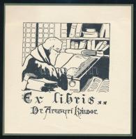 Conrad Gyula (1877-1959): Ex libris Dr. Arthuri Káldor. Klisé, papír, jelzett a klisén, 9×8,5 cm