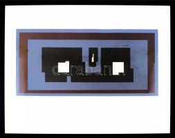 Barcsay Jenő (1900-1988): Szürke-fekete. Szitanyomat, papír, jelzett, számozott (77/140). Az 1986-ban a Helikon kiadónál megjelent mappából. 24,5×57,5 cm . Üvegezett fakeretben / serigraphy on paper, signed, framed