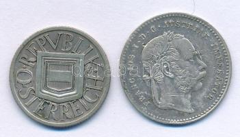 Ausztria 1870. 20kr Ag "Ferenc József" + 1925. 1/2Sch Ag T:VF karc, XF patina
Austria 187...
