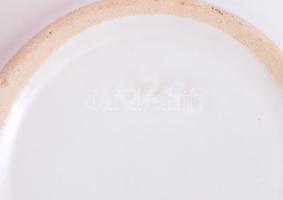 Mázas kerámia vajkínáló / sajtkínáló, jelzett, kis kopással, d: 17,5 cm