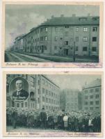 Budapest X. Kőbánya - 2 db RÉGI képeslap vegyes minőségben: Szent László Gimnázium és Pongrác út. Kába József kiadása