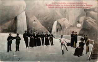 1913 Dobsina, Dobschau; nyári korcsolyázás a jégbarlangban. Fejér Ede kiadása / summertime ice skating in the ice cave (EK)
