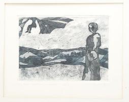 Berkics Miklós (1953-), soproni művész: O.L. Berlin közelében. Akvatinta, papír, jelzett. Számozott (20/3). Paszpartuban. 13x19 cm. Ritka!!