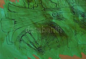 Berkics Miklós (1953-), soproni művész: Jegyespár 1905-ből. Vegyes technika, papír, jelzés nélkül. P...