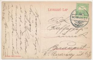1913 Léva, Levice; mozaiklap, rajta zsinagóga, vár, Schoeller kastély, stb., Dukesz Lipót üzlete és ...