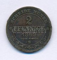 Német Államok / Szászország-Albertine 1869B 2pf Cu T:XF,VF ph. German States / Saxony-Albertine 1869B 2 Pfennig Cu C:XF,VF edge error Krause KM#1217