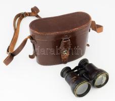 Régi színházi látcső, katonai távcső bőr tokban