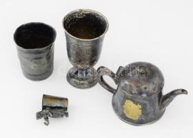 3 db ón kiöntő, kupa, keresztelőpohár, pálinkás pohár