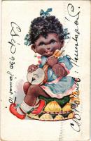 1930 Black girl playing music. A.R. &amp; Co. I B. 1663-2. (apró szakadás / tiny tear)