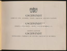 cca 1900 Gschwindt Likőrgyár Budapest képes gyárismertetője angol, német és francia nyelven, képekke...