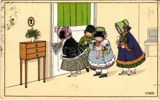 1932 Gyerekek / Children art postcard. M.M. Nr. 1394. litho s: Pauli Ebner (szakadás / tear)