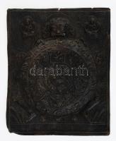 Antik tibeti réz fali zodiákus, horoszkóp, plasztikus fali dísz. 30x34 cm /// Antique Tibetan brass wall zodiac, horoscope, relief wall decoration. 30 × 34 cm.