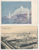 8 db RÉGI haditengerészeti témájú képeslap, közte 2 fotó / 8 pre-1945 Navy and warship postcards, wi...