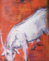 Hetényi Tibor (1891-1977): Lány báránnyal. Tempera, pasztell, papír, jelzés nélkül, sarkaiban sérült...