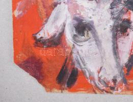 Hetényi Tibor (1891-1977): Lány báránnyal. Tempera, pasztell, papír, jelzés nélkül, sarkaiban sérült...