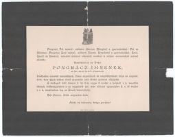 1903 Orsova, Pongrácz Imre (1849-1903) honvéd őrnagy halálozási értesítője, sérül, hajtott
