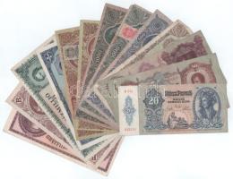 1930. 100P + 1932. 50P + 1941. 20P + 1945. 50P + 500P + 1000P (2xklf) + 10.000P (2xklf) + 1.000.000P + 10.000.000P + 1946. 1.000.000.000P + 10.000BP T:F, közte szép papírok, közte 1db VG
