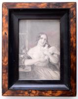 Barabás Miklós (1810-1898) rajza után készült acélmetszet (hölgyportré), XIX. sz. közepe-második fel...