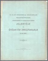 1910 Nagykároly, Az Első Nagykárolyi Műgőzmalom Részvénytársaság igazgatóságának és felügyelő-bizottságának jelentése és ötödik évi zárszámadása az 1909. évről