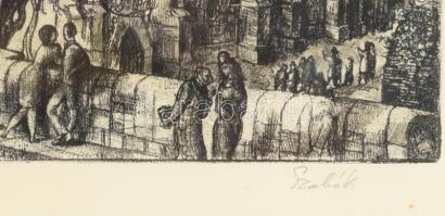 Szabó Vladimir (1905-1991): A Halászbástyán, rézkarc, papír, jelzett, lapszéli egészen apró foltokka...