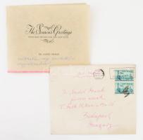 1959 Szirmay Albert (1880-1967) zeneszerző autográf sorai amerikai üdvözlőkártyán borítékkal