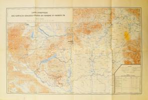 cca 1938 Carte synoptique des surfaces dénudées situées en Hongrie et boisées en / Magyarország puszta és erdős területeinek térképe, 1 : 750.000, M. Kir. Állami Térképészet, rajta kézzel feljegyzett adatokkal, 59,5x87 cm