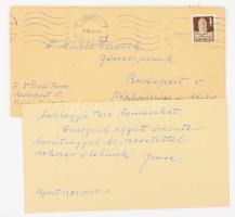 1971 Palló Imre (1881-1978) operaénekes autográf levele és borítékja