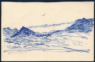 ca 1960 Nemeskúti Rexa Dezső (1872-1964) irodalomtörténész, levéltáros, helytörténész, nyelvész, író autogárf levelezőlapja, saját rajzával