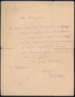 1889 Jókai Mór (1825-1904) író autográf levele német nyelven "Euer Huchgeboren" megszólítással, feltehetően valamilyen talán Habsburg főrendnek. A levélben a "jól megalapított" Osztrák-Magyar Biztosító társaság helyett a Generali biztosítót ajánlja