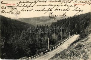 1912 Borszék, Borsec; Szerpentin út. Pollatschek Gyula kiadása / road (EK)