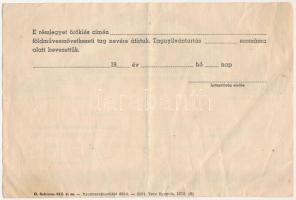 1952 Nyíregyháza "SZÖVOSZ - Földművesszövetkezeti Részjegy" névre szóló részjegye 50Ft-ról...