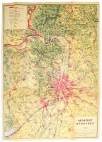 6 db Budapestet és környékét ábrázoló térkép: Budai hegység, Budapest belterülete, Piliscsaba és kör...