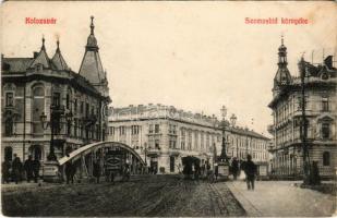 1909 Kolozsvár, Cluj; Szamos híd környéke, biztosító, üzletek / bridge, insurance company, shops (kopott sarkak / worn corners)