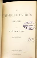Beöthy Leo: A társadalmi fejlődés kezdetei. I-II. köt. [Egybekötve.] Bp.,1882.,MTA, VIII+2+429+1; V-...
