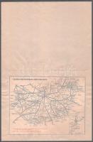 cca 1930 Csonka-Magyarország vasúti hálózata, rajta a BHÉV vonalai, térkép, papírlapra kasírozva, 16,5x21,5 cm