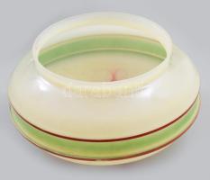 Art deco anyagában színezett lámpabúra, szájánál kis pattogzással, d: 28 cm