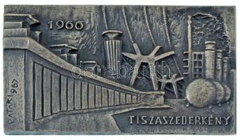 1967. "1966 Tiszaszederkény" egyoldalas, öntött, ezüstpatinázott bronz emlékplakett. Szign.: "PATAKI967" (65x119mm) T:XF