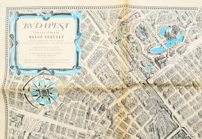 1963 Budapest távlati térképe - belső terület. A műemlékek, emlékművek és kulturális intézmények fel...
